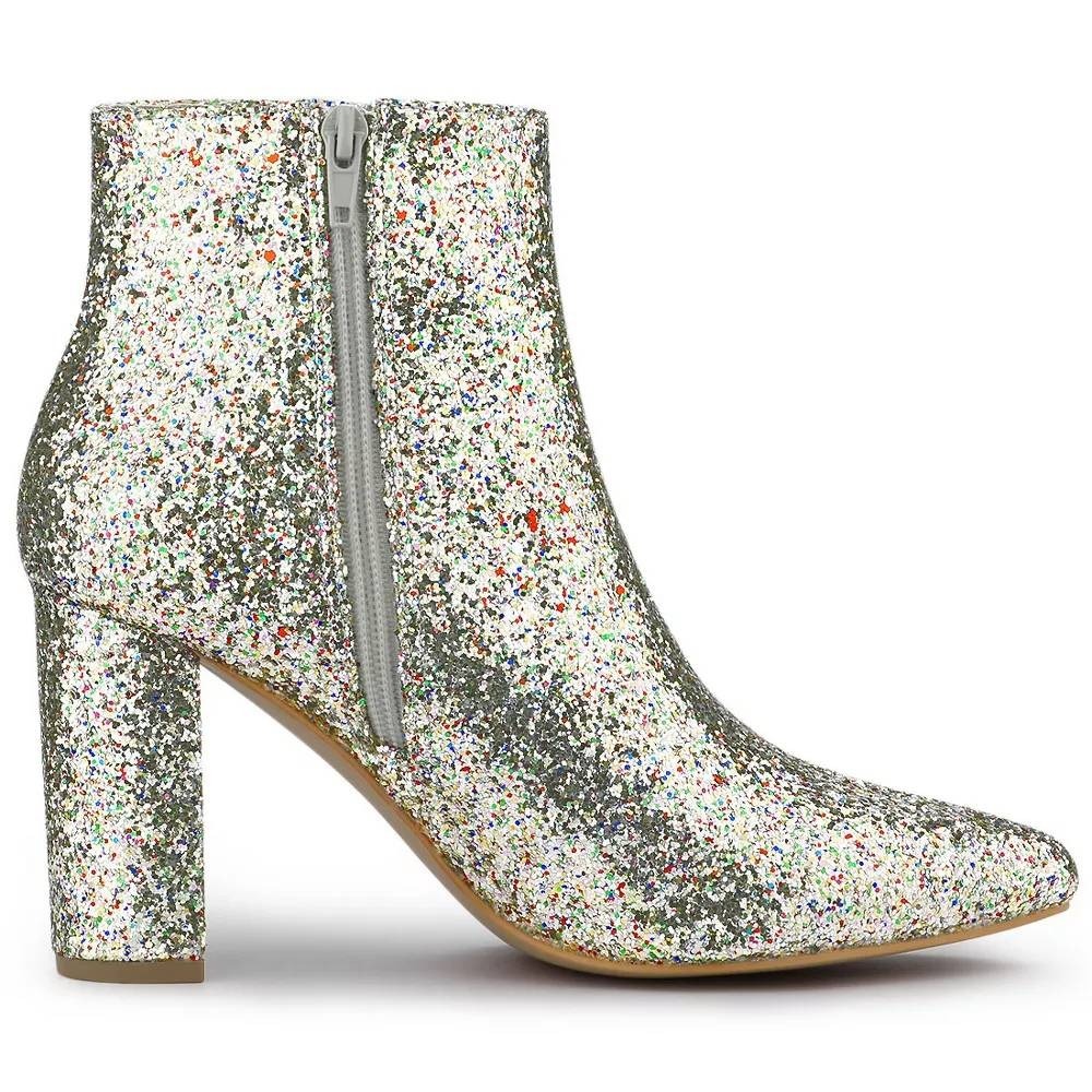 Women's Boots by‎ Allegra K Glitter Ankle Block Heel Size 9 New With Tags